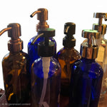 Empty bottles with fancy pumps
