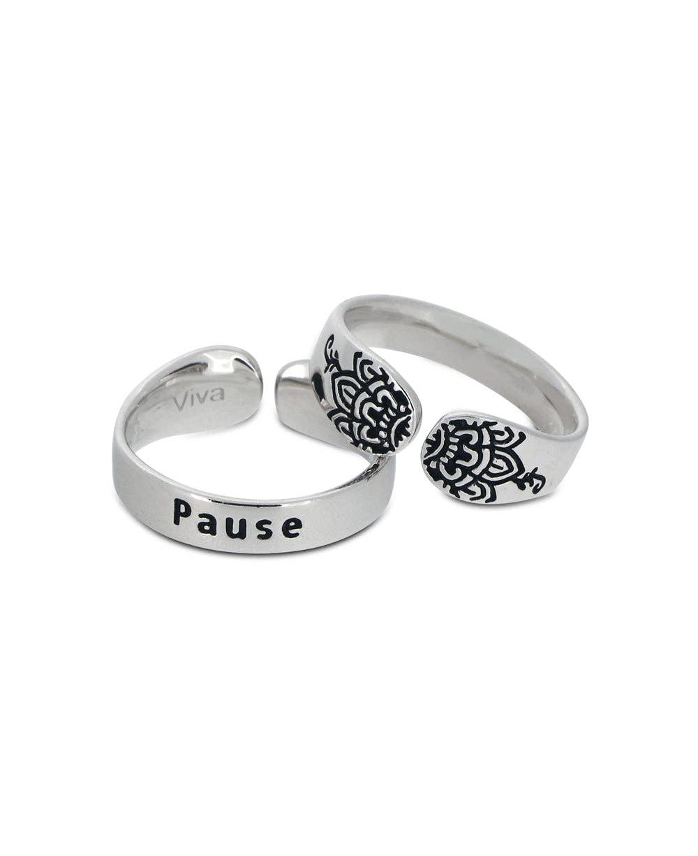 Pause Mindful Sterling Silver Adjustable Ring