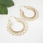 Baizaar Large Brass Wave Ray Hoop Earring