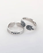 Pause Mindful Sterling Silver Adjustable Ring