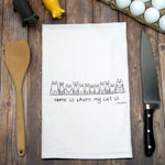 Green Bee Tea Towels - Home is where my cat is... Flour Sack Tea Towel