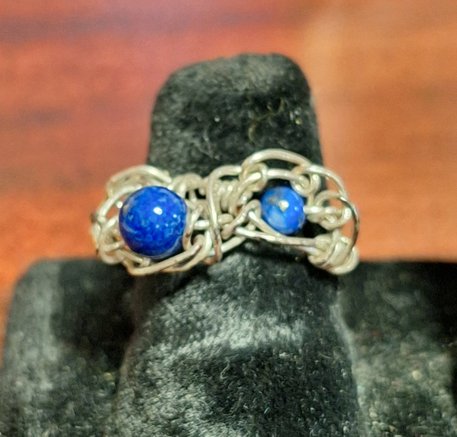 lapis and wire ring