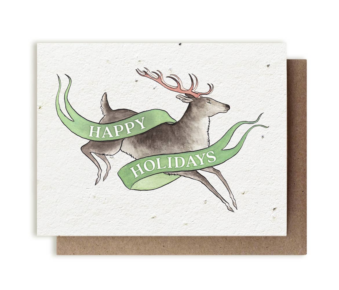 Small Victories card Reindeer Happy Holidays Plantable Herb Seed Card