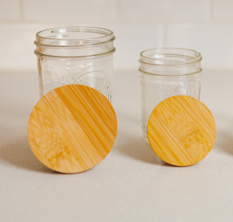 Regular Mouth  Bamboo Mason Jar Storage Stopper Lids Bamboo Switch