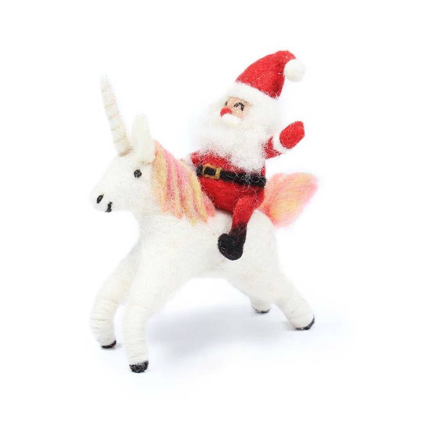 Santa Unicorn, Snowman Felt Wool Ornaments Fair-Trade