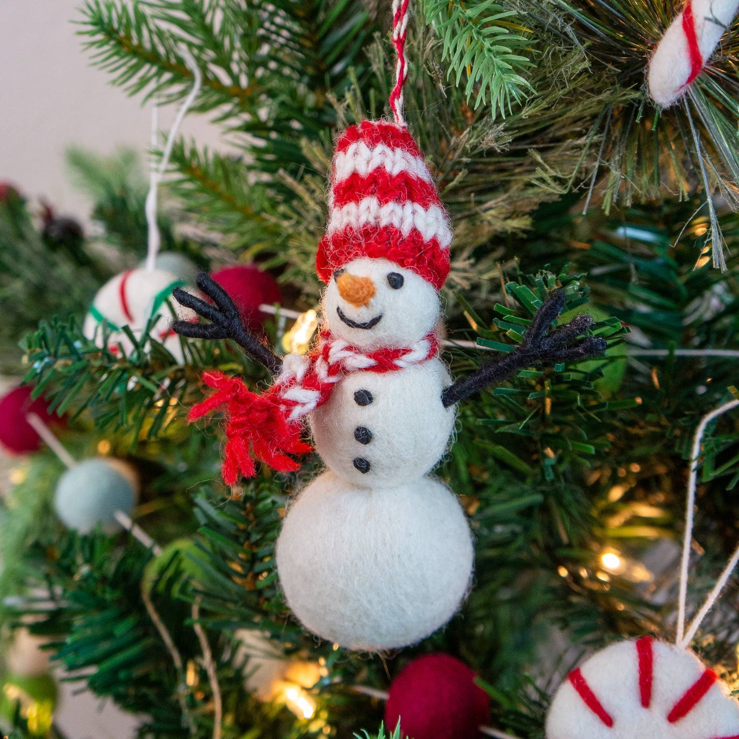 Snowman Holiday Eco Wool Ornament