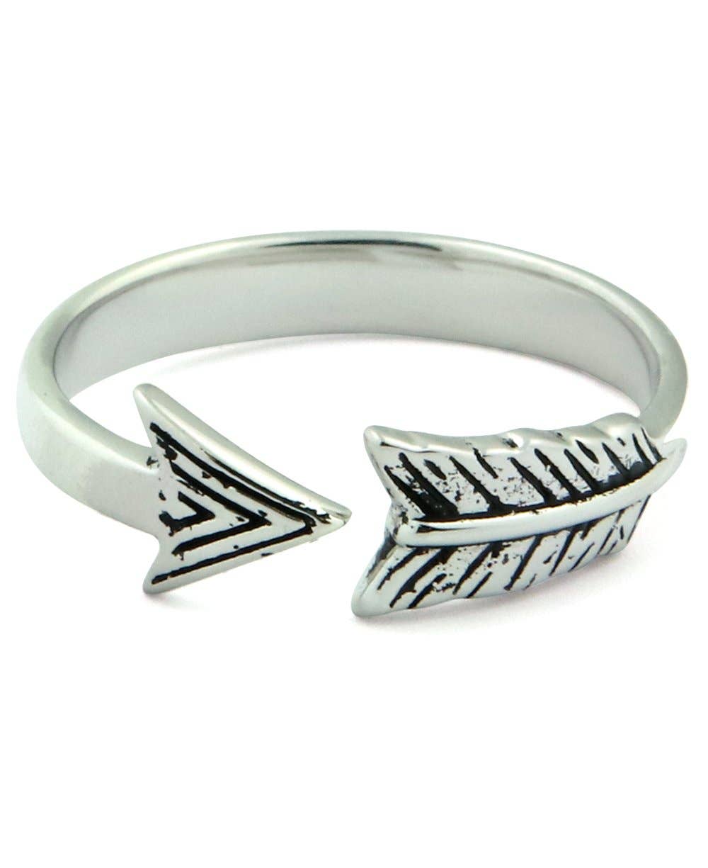 Inspiration Sterling Silver Adjustable Ring – Fearless Arrow