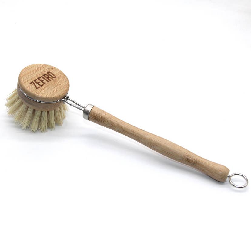 Bamboo Long Handle Dish Brush - Zefiro