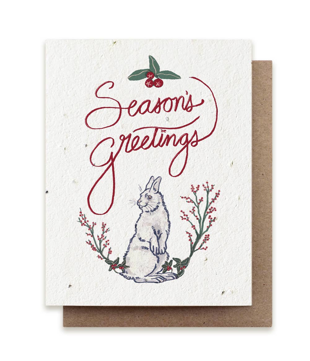 Small Victories card Season's Greetings Snowshoe Hare Plantable Herb Seed Card