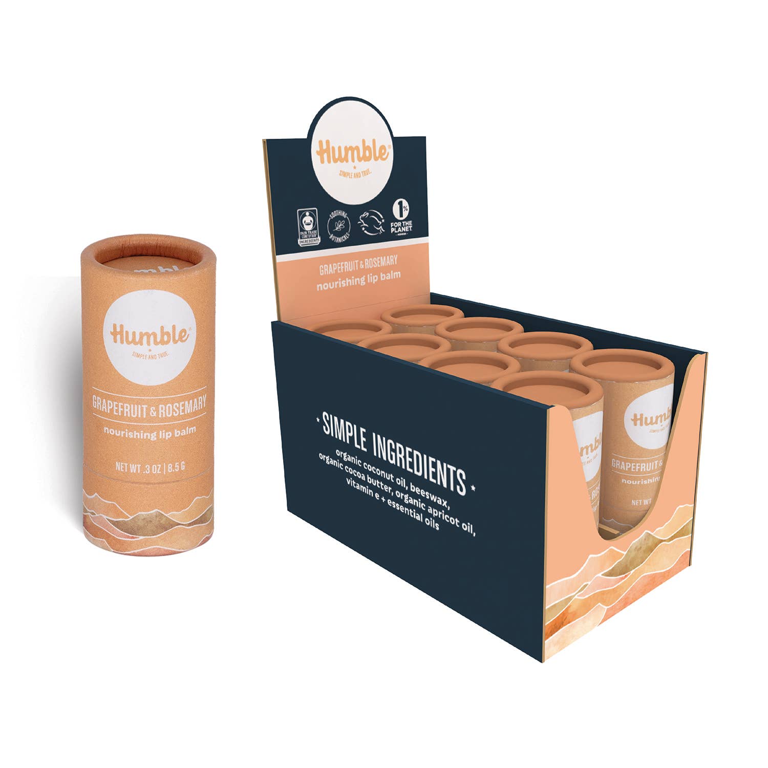 Grapefruit & Rosemary Plastic-free Lip Balm (8-pack)