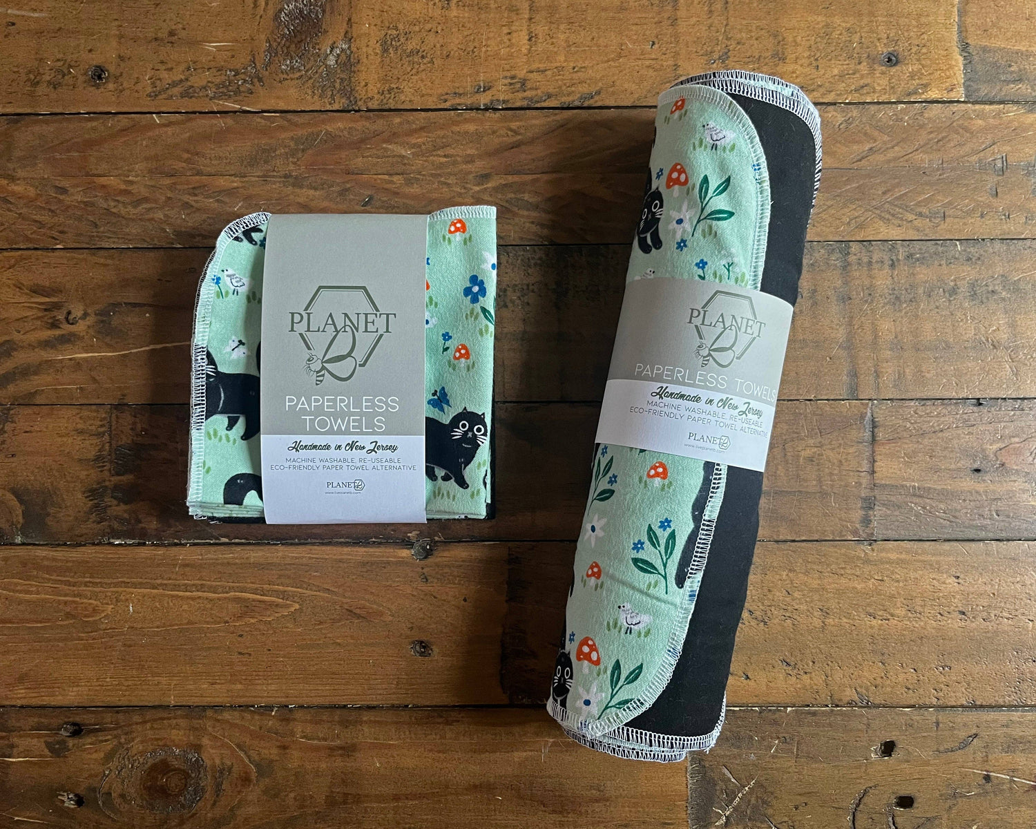 Paperless Towels - Black Cats & Mushrooms