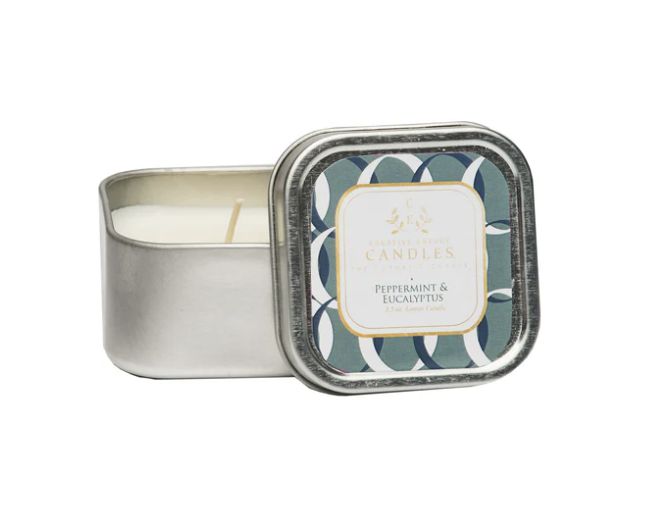 Creative Energy Candles 3.5 oz Peppermint & Eucalyptus: 2-in-1 Soy Lotion Candle