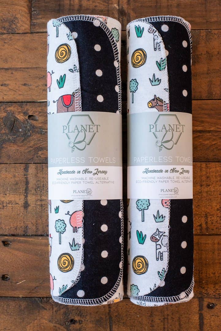 Planet B Paperless Towels - Barnyard Doodles