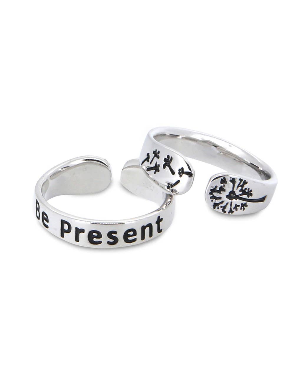 Inspirational Sterling Silver Adjustable Ring – Be Present