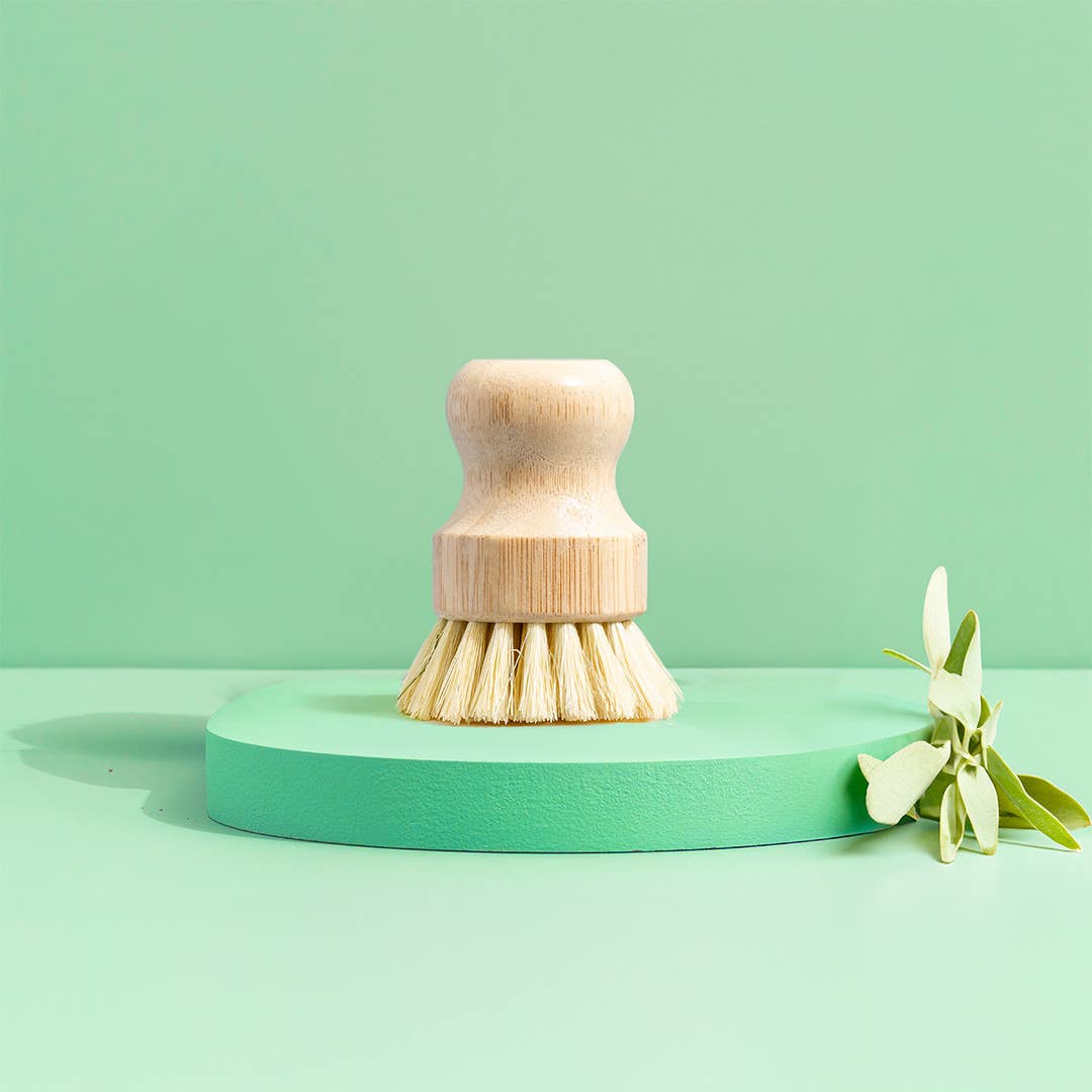 Bamboo Dish Scrub Brush Green Llama