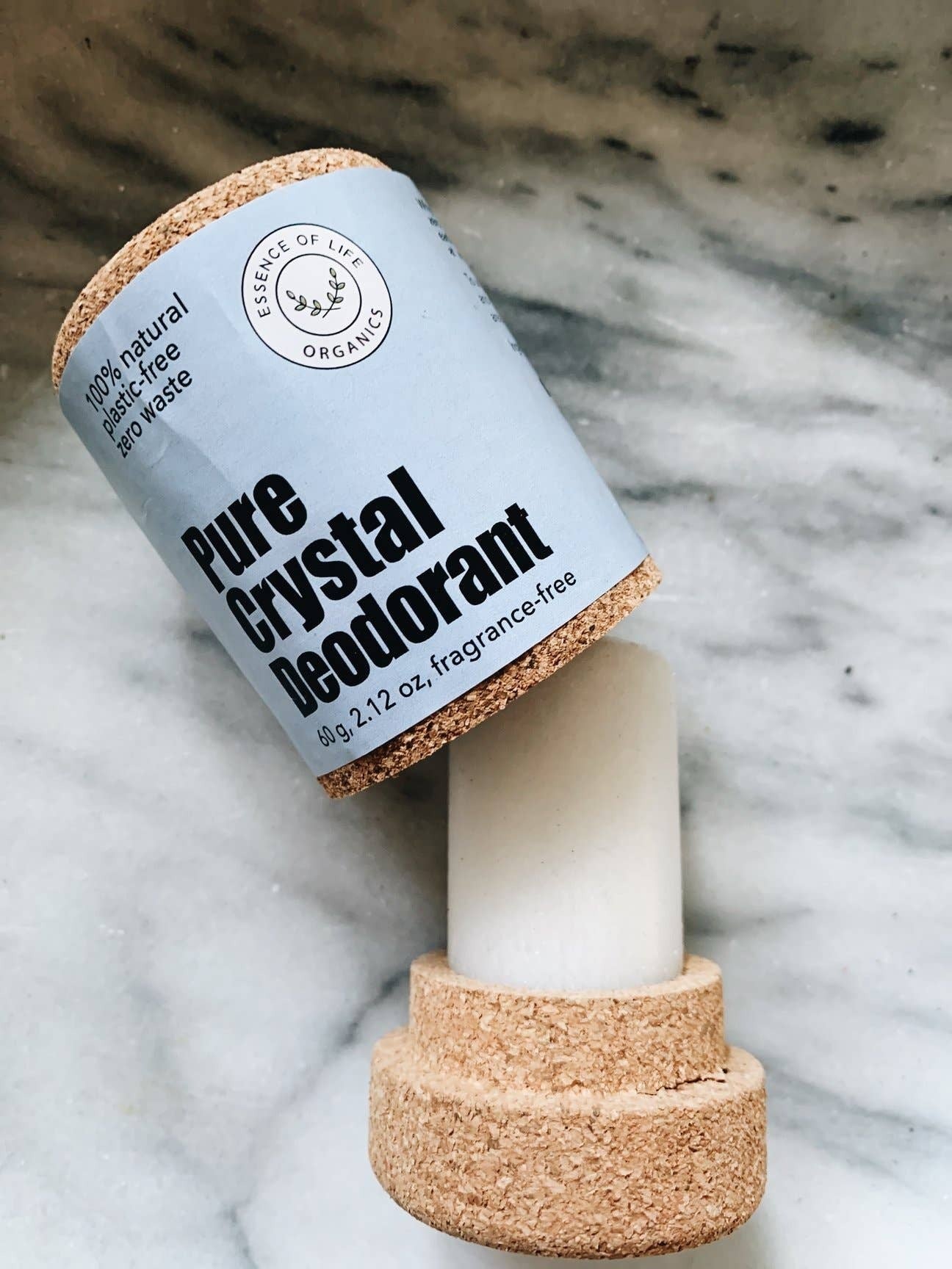 Pure Crystal Deodorant Stick, in zero waste cork packaging