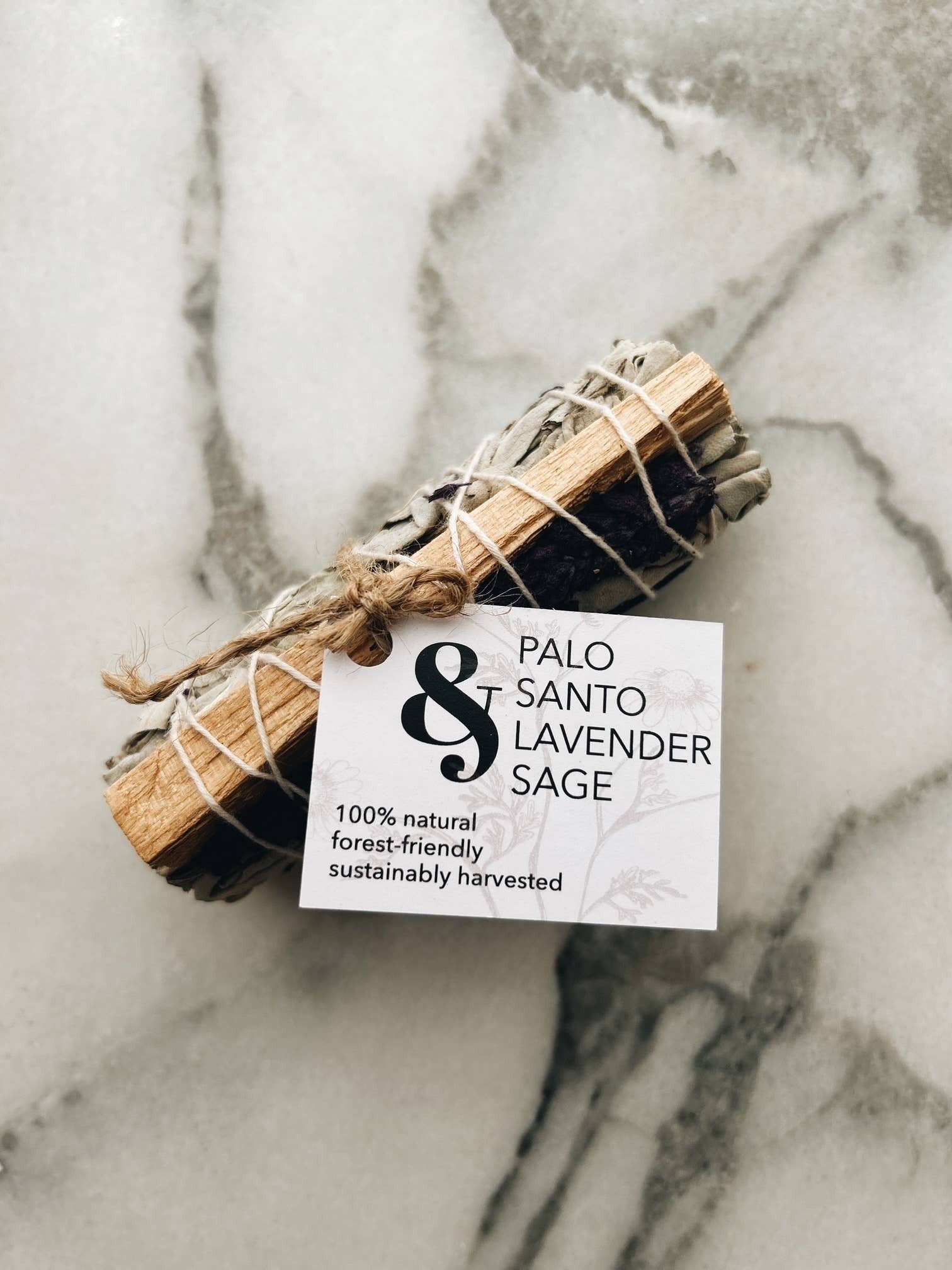 Forest-friendly Palo santo, Lavender and White Sage smudge