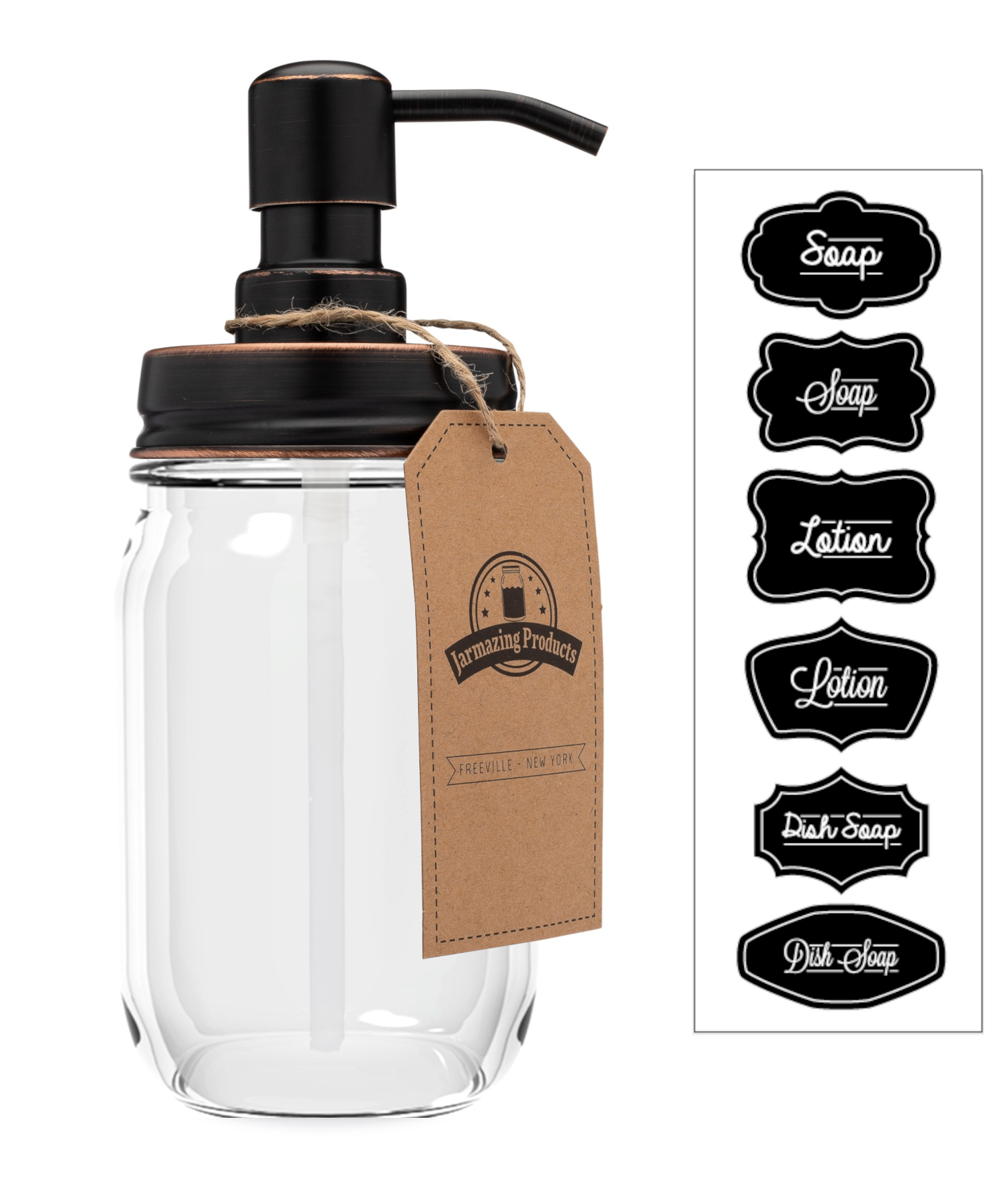 Mason Jar Soap Dispenser - With 16oz Clear Mason Jar