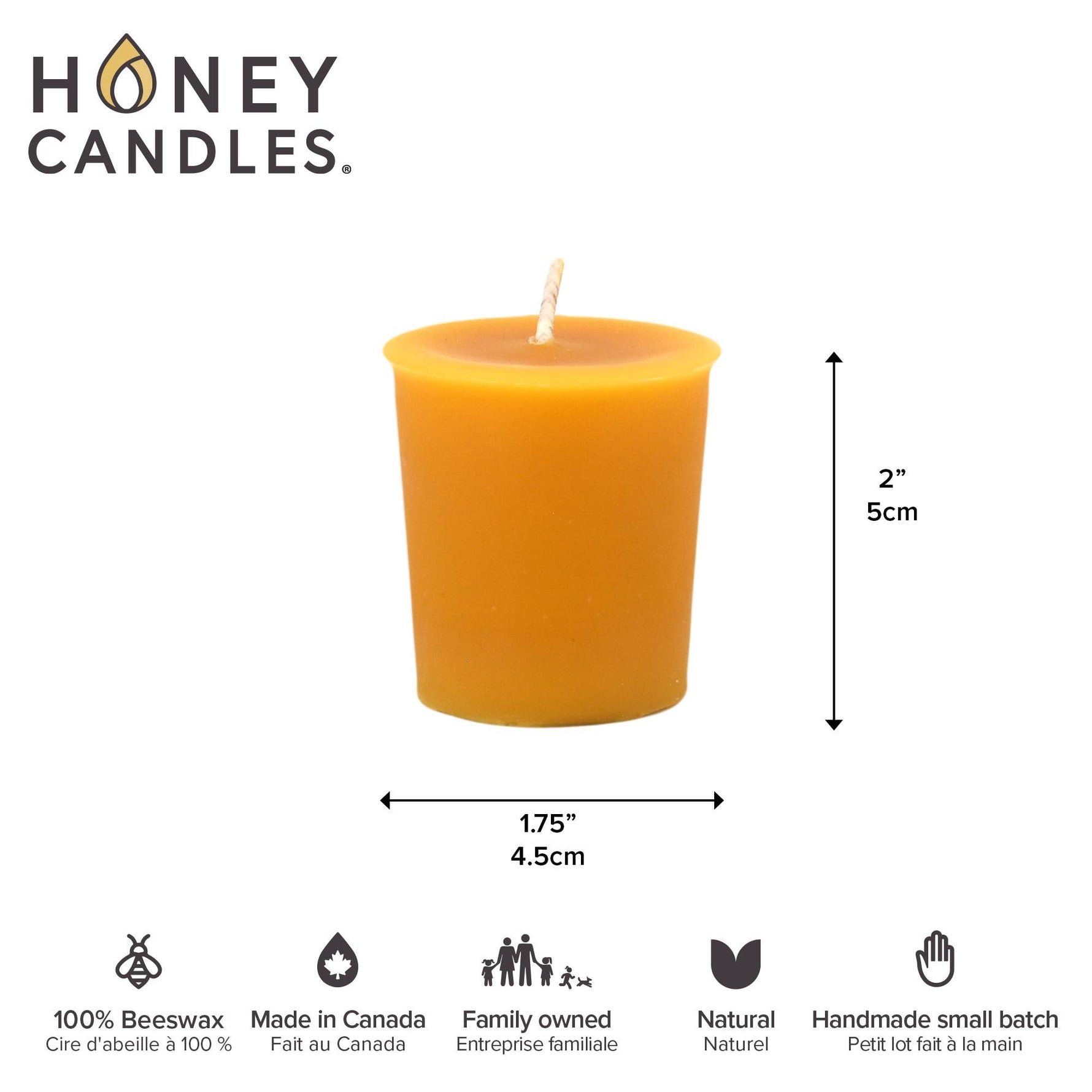 Beeswax Votive Candle - 2" Natural Point of Purchase Display