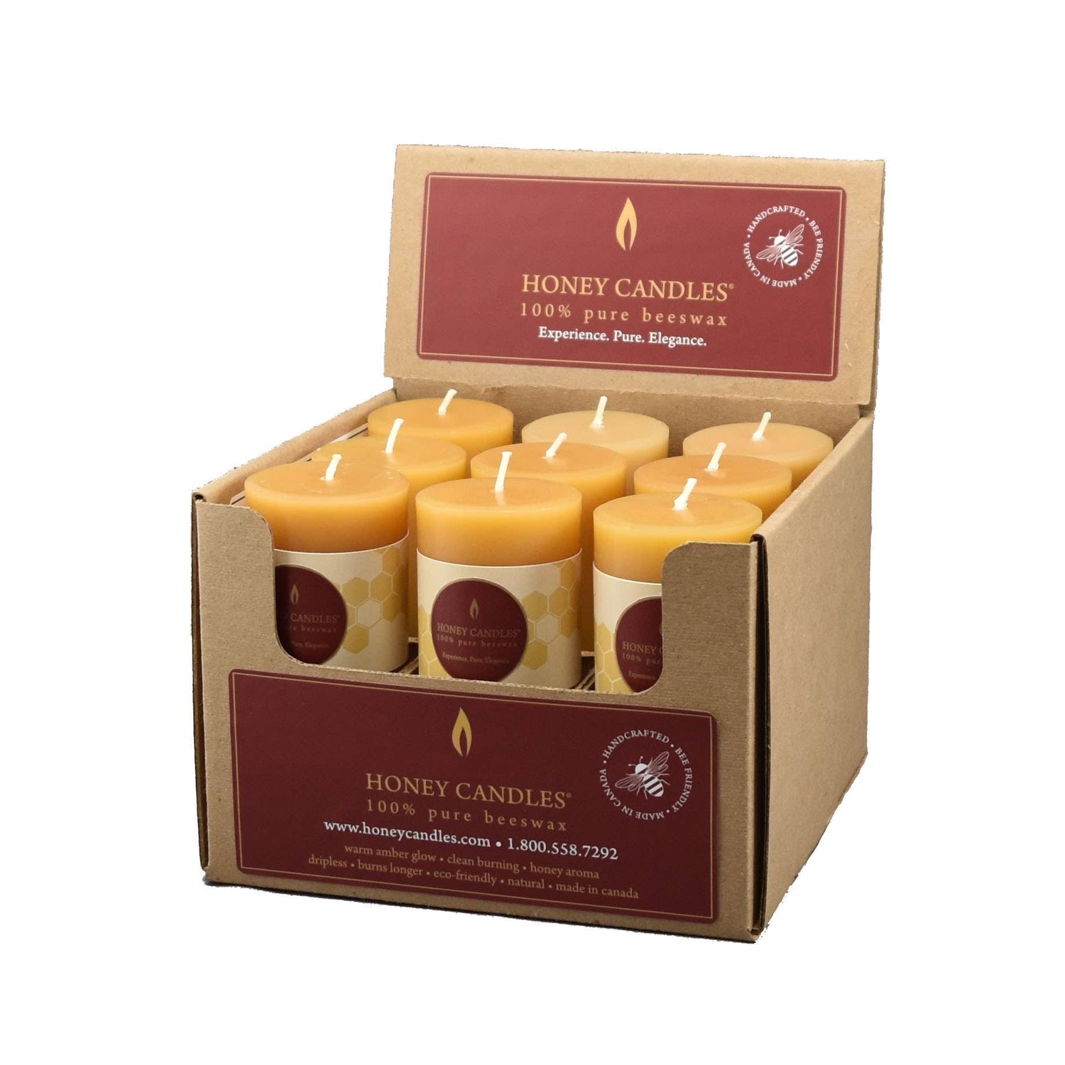 Honey Candles - Small Beeswax Pillar Candle - 3.25" X 2"