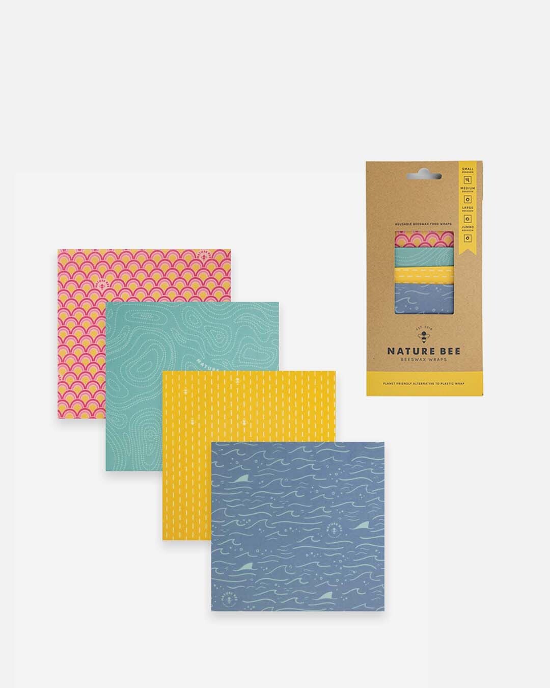 NATURE BEE - 4 Small Beeswax Wraps Set - Colours