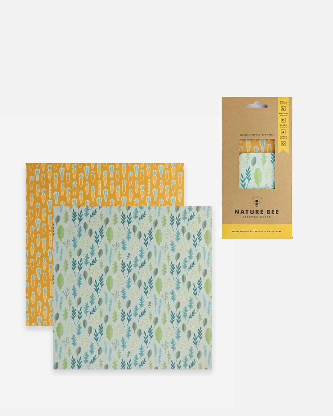 NATURE BEE - 2 Large Beeswax Wraps Set - Food Series