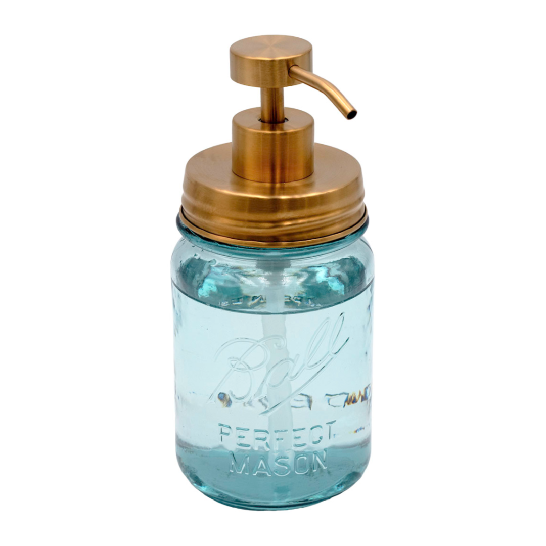 mason jar soap pump- Matte Gold Soap Pump Lid Kit for Regular Mouth Mason Jars