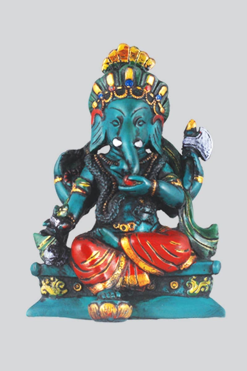 Kathmandu Imports - Green Sitting Ganesh Resin Statue (CL-212)