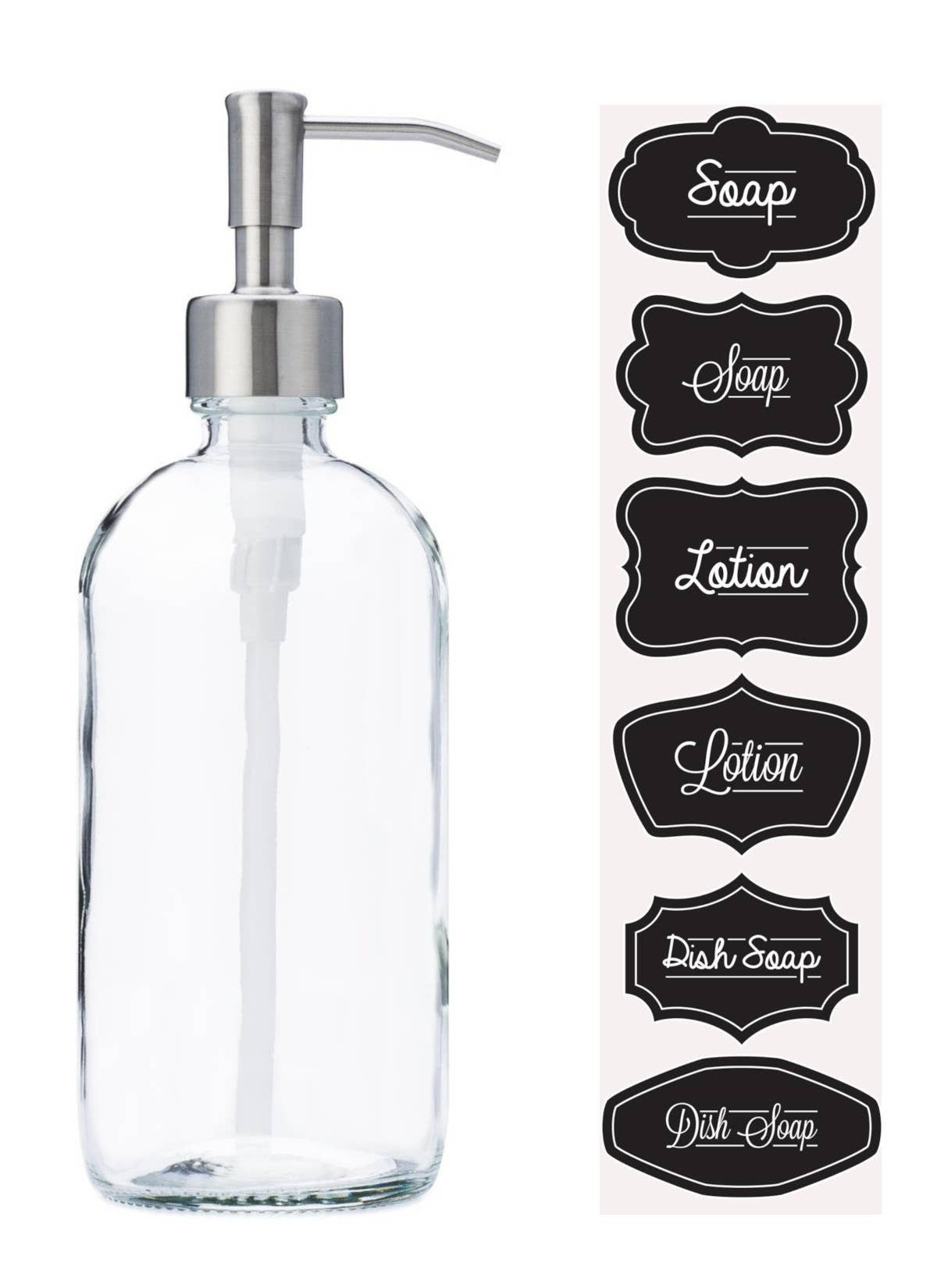 Jarmazing Products - Clear Glass 16oz Bottle Soap and Lotion Pump Dispenser