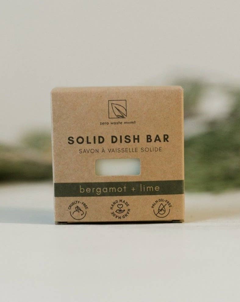 Zero Waste MVMT - Solid Dish Soap Bar | Bergamot + Lime | Vegan & Organic