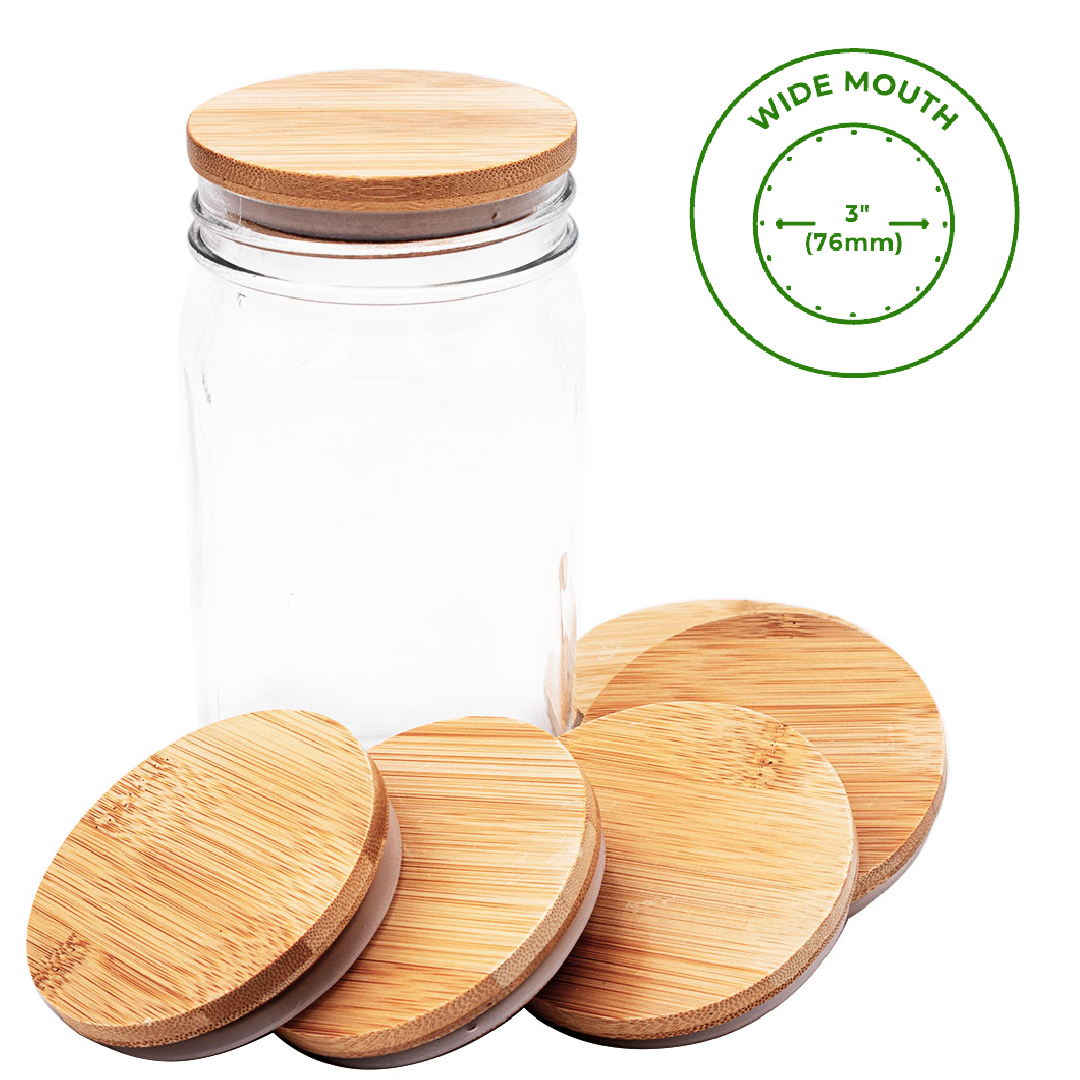 Wide Mouth Bamboo Storage Stopper Lids for Mason Jars