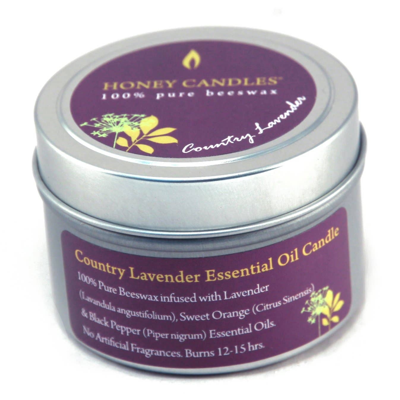 Country Lavender Essential Oil Tin Beeswax Candle